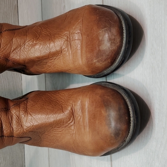 Clarks Women Tamro Spice Tan Leather Tall Riding Moto boots shoes sz 9M - Picture 5 of 14